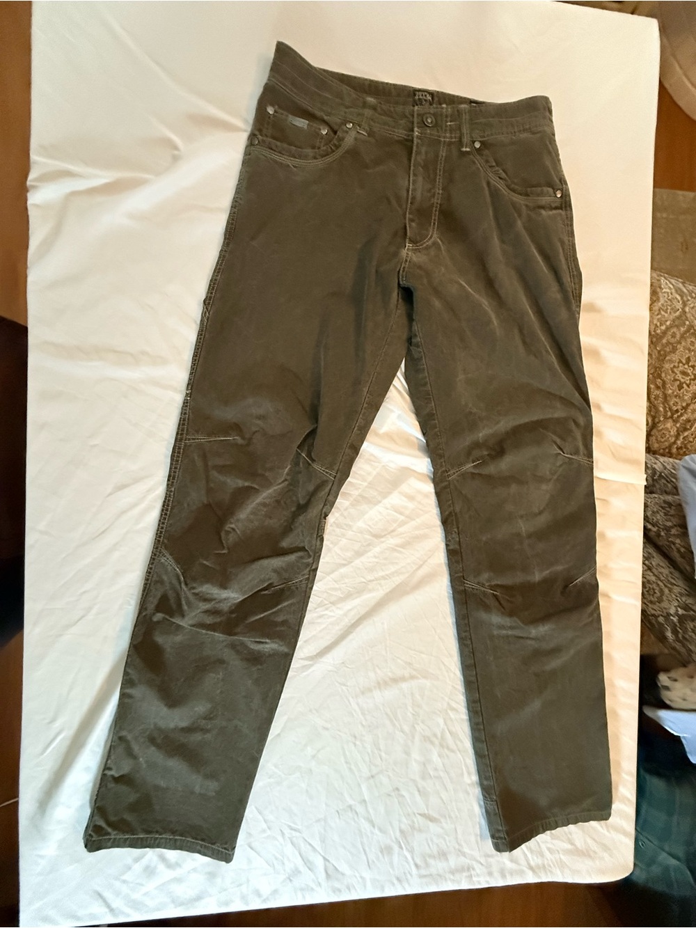 Kuhl Men's Revolvr Olive Brown Patina Dye Canvas Hiking Pant Size 33x34 (04)